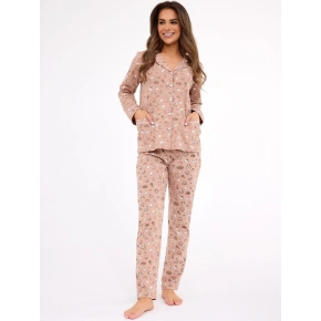 Dámské pyžamo Smile 4  482/434 Tmavě béžová vzor - Cornette