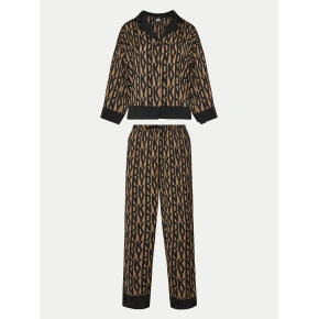 Dámské pyžamo YI90017 202 hnědé s potiskem - DKNY
