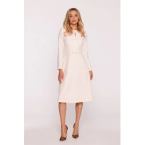Šaty s mašlí S414 slonová kost - Stylove