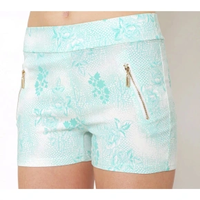 Dámské bavlněné elastické šortky BLACK&FISH zdobené zipy korálová/mint/béžová - BLACK&FISH