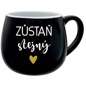 ZŮSTAŇ STEJNÝ - černý keramický hrníček 300 ml