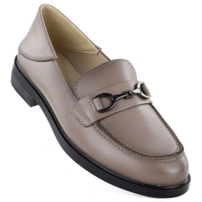 Dámské kožené polobotky mokasíny béžové Vinceza 18117