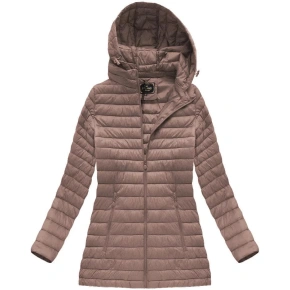 Prošívaná bunda ve starorůžové barvě s kapucí (7473-PLUS)