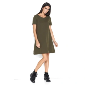 Dámské šaty na denní nošení ve volném střihu krátké khaki - Khaki - Makadamia