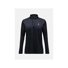 Tričko PEAK PERFORMANCE Player Longsleeve Polo Men, černé Tričko PEAK PERFORMANCE Player Longsleeve Polo Men, černé