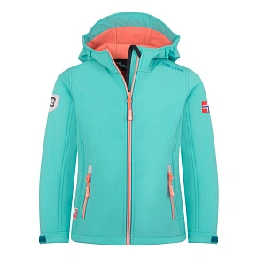 Trollkids Trollfjord Softshellová bunda aquamarine mist/port blue/peach mellow (175-137) Trollkids Trollfjord Softshellová bunda aquamarine mist/port blue/peach mellow (175-137)