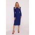 Dámské tužkové šaty s ozdobnými rameny S412 modré - Stylove