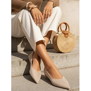 Dámské semišové baleríny ZY1426 béžové - FashionStreet