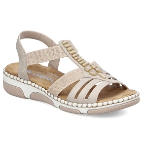 Dámské sandály na podpatku Romans beige Rieker 66201-62
