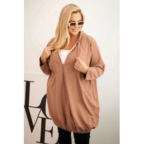 Dámská mikina Plus Size s kapucí Cappuccino - ZENTEX