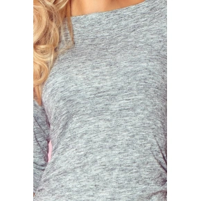 Dámské šaty s 3/4 rukávem světle šedé - Šedá - Numoco