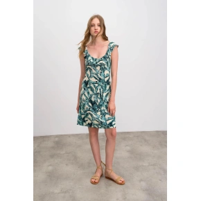 Dámské šaty 16454 Světle béžová / zelená - Vamp