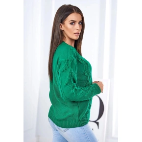 Svetr s pleteninou S24-13 zelený - Kesi