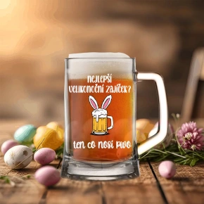 NEJLEPŠÍ VELIKONOČNÍ ZAJÍČEK? TEN CO NOSÍ PIVO - pivní sklenice 0,5 l