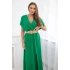 Dlouhé šaty s ozdobným páskem 6012F zelené - Kesi