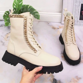 Zateplené kožené boty s řetězem Artiker W HBH40