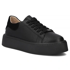 Černé dámské sportovní kožené polobotky na platformě Filippo DP6119 Černé dámské sportovní kožené polobotky na platformě Filippo DP6119