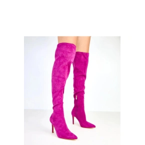 Dámské vysoké kozačky na jehlovém podpatku AX-123 Fuchsie - COMER