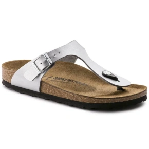 Dámské stříbrné žabky Birkenstock Gizeh Birko-Flor narrow (0043853)
