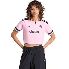 Dámské tričko adidas Juventus 26/27 Away Cropped Jersey, růžovo-černé, KB8842