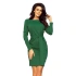 Dámské šaty s dlouhým rukávem a páskem středně dlouhé zelené - Zelená - Numoco