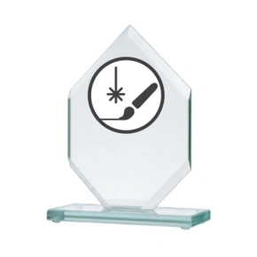 Gravírovaná skleněná trofej + malířská výplň Gravírovaná skleněná trofej + malířská výplň