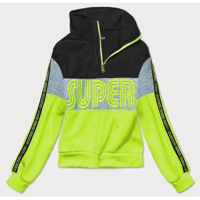 Černo-zelená dámská sportovní mikina (26019) -J.Style