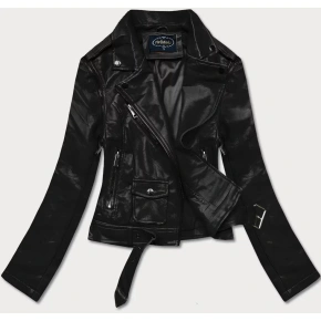 Černá bunda ramoneska - vesta z eko kůže FL202050 černá - FLAM Mode