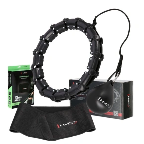 Hula Hop set HHW11 BLACK s výstupky a závažím + opasek BR163 BLACK PLUS SIZE HMS