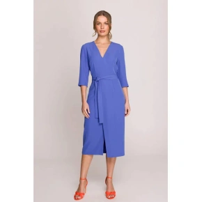 Šaty se zavinovacími detaily S396 modré - Stylove