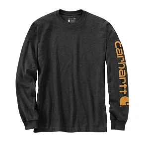 Tričko s dlouhým rukávem Carhartt Sleeve Logo T-Shirt L/S – barva carbon heather, velikost: S Tričko s dlouhým rukávem Carhartt Sleeve Logo T-Shirt L/S – barva carbon heather, velikost: S