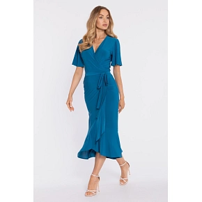 Zavinovací midi šaty M912 mořsky modré - Stylove