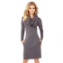 Dámské šaty s dlouhým rukávem kapsami a rolákem šedé - Šedá / XL - Numoco