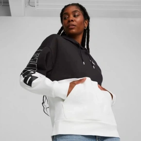 Dámská mikina s kapucí 676023 01 Černá s bílou - Puma