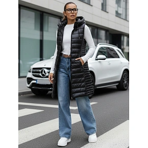 Dámská prošívaná vesta s kapucí TY5255 černá  - FashionStreet
