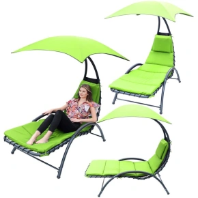 Lehátko se slunečníkem BERGAMO 200x125x180CM limetkově zelené