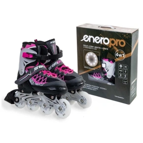 INLINE BRUSLE-KOLEČKOVÉ BRUSLE 4V1 ENERO PRO LED 30-33 PINK-GREY INLINE BRUSLE-KOLEČKOVÉ BRUSLE 4V1 ENERO PRO LED 30-33 PINK-GREY