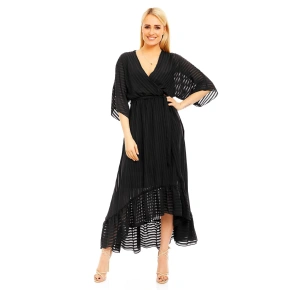 Lehké dámské šaty s asymetrickou sukní černé - Černá - LULU&LOVE