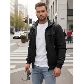 Pánská přechodná bunda oboustranná  TX5135 černo-šedá - FashionStreet