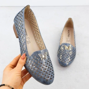 Dámská prolamovaná obuv na nízkém podpatku modrá M.Daszynski SA222-3 Dámská prolamovaná obuv na nízkém podpatku modrá M.Daszynski SA222-3