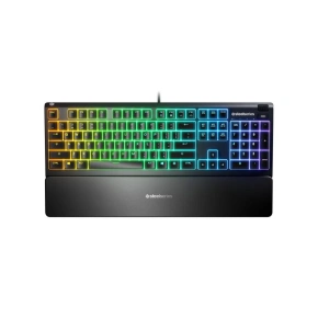SteelSeries Apex 3 Gaming Keyboard, US Layout, Wired, Black Herní klávesnice SteelSeries Apex 3 Voděodolná IP32 pro ochranu proti polití, Přizpůsobitelné 10zónové RGB osvětlení reaguje na hry a Discord, Tiché herní spínače vydrží dlouho