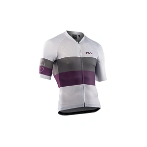 Cyklistické tričko NORTHWAVE Blade Air Jersey Short Sleeve světle šedé/fialové