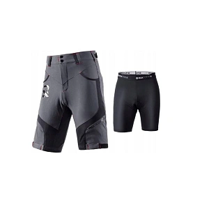 Rockbros pánské cyklistické kraťasy 2 v 1, šedé, velikost 4XL