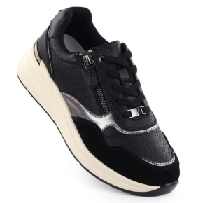 Dámské kožené polobotky Filippo DP7105/25 v černé metalické barvě