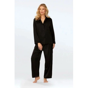 Dlouhé saténové pyžamo Amina černé - DKaren