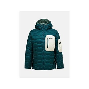 Pánská péřová bunda PEAK PERFORMANCE M Helium Utility Down Hood Jacket, zelená barva Pánská péřová bunda PEAK PERFORMANCE M Helium Utility Down Hood Jacket, zelená barva