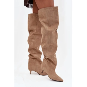 Kozačky na podpatku 3307 khaki - Step in style