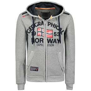 Pánská mikina s kapucí Geographical Norway Flag DB MEN 054, šedá (WW6088H/GN/Blended Grey) Pánská mikina s kapucí Geographical Norway Flag DB MEN 054, šedá (WW6088H/GN/Blended Grey)