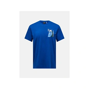 Pánské tričko PEAK PERFORMANCE M Explore Graphic Tee, modrá barva Pánské tričko PEAK PERFORMANCE M Explore Graphic Tee, modrá barva