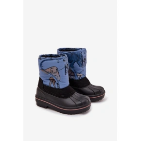 Dětské sněhule na suchý zip LCJ-25-10-3774 Modrá s černou vzor - Lee Cooper